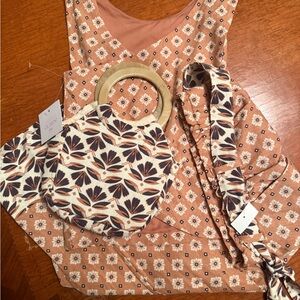 Floral Peach Dress with Matching Accessories